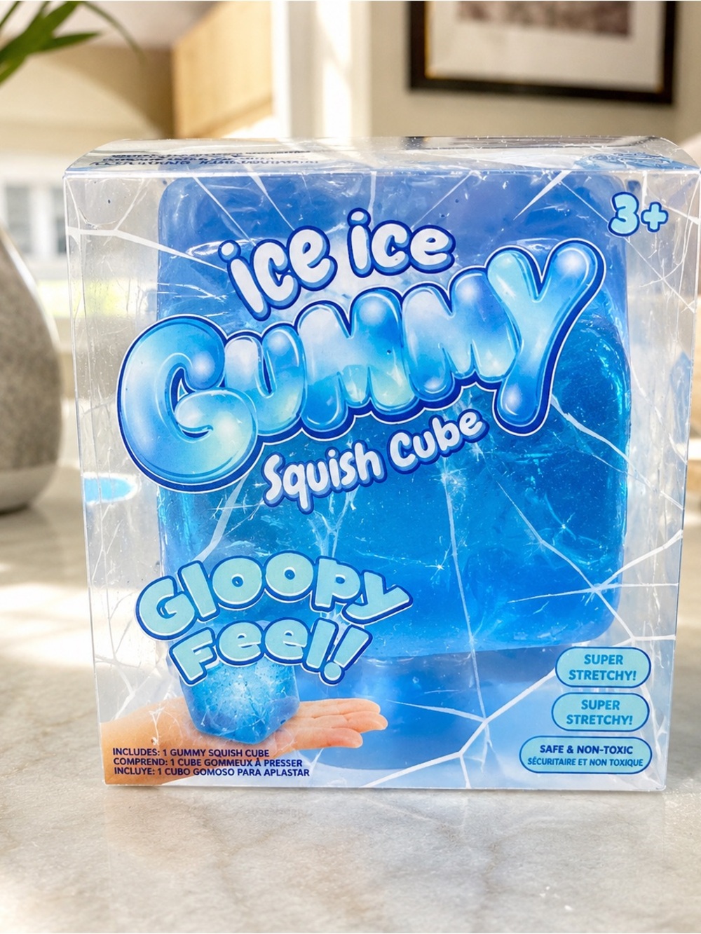 Ice Ice Gummy Squish Cube Blue Fidget Sensory Toy Gloopy Feel New in Package